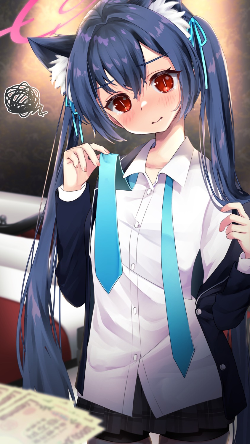 animal_ears, bike_shorts, blue_archive, halo, nekomimi, seifuku, shiro_hebi_rei