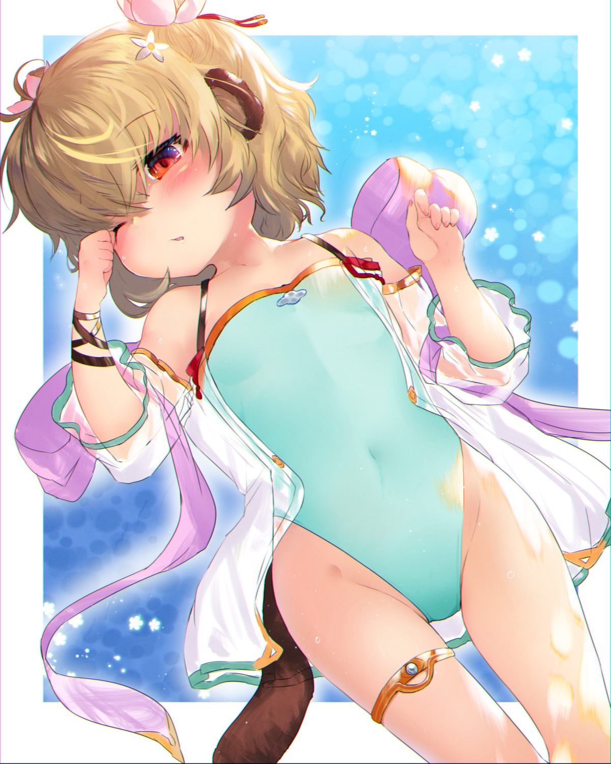 andira_(granblue_fantasy), animal_ears, garter, granblue_fantasy, swimsuits, tail, toba_hiyoko