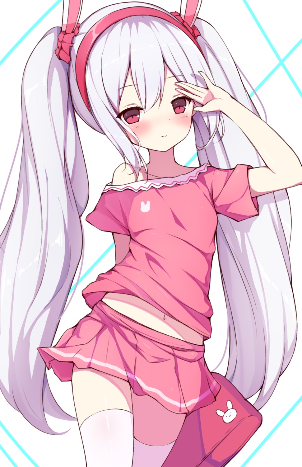 animal_ears, azur_lane, bunny_ears, irokari, laffey_(azur_lane), shirt_lift, skirt_lift, thighhighs