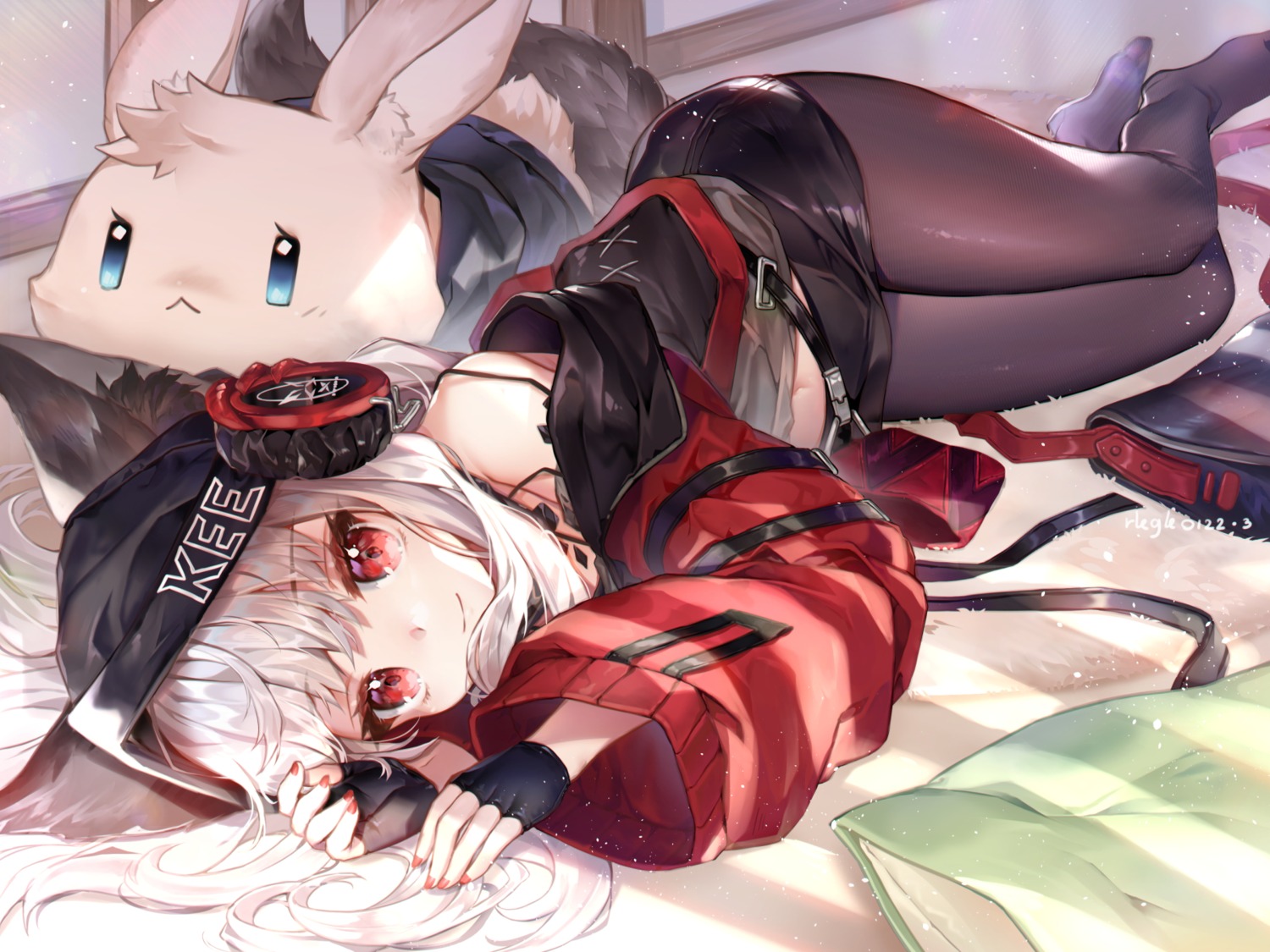animal_ears, arknights, frostleaf_(arknights), headphones, ninjinshiru, pantyhose