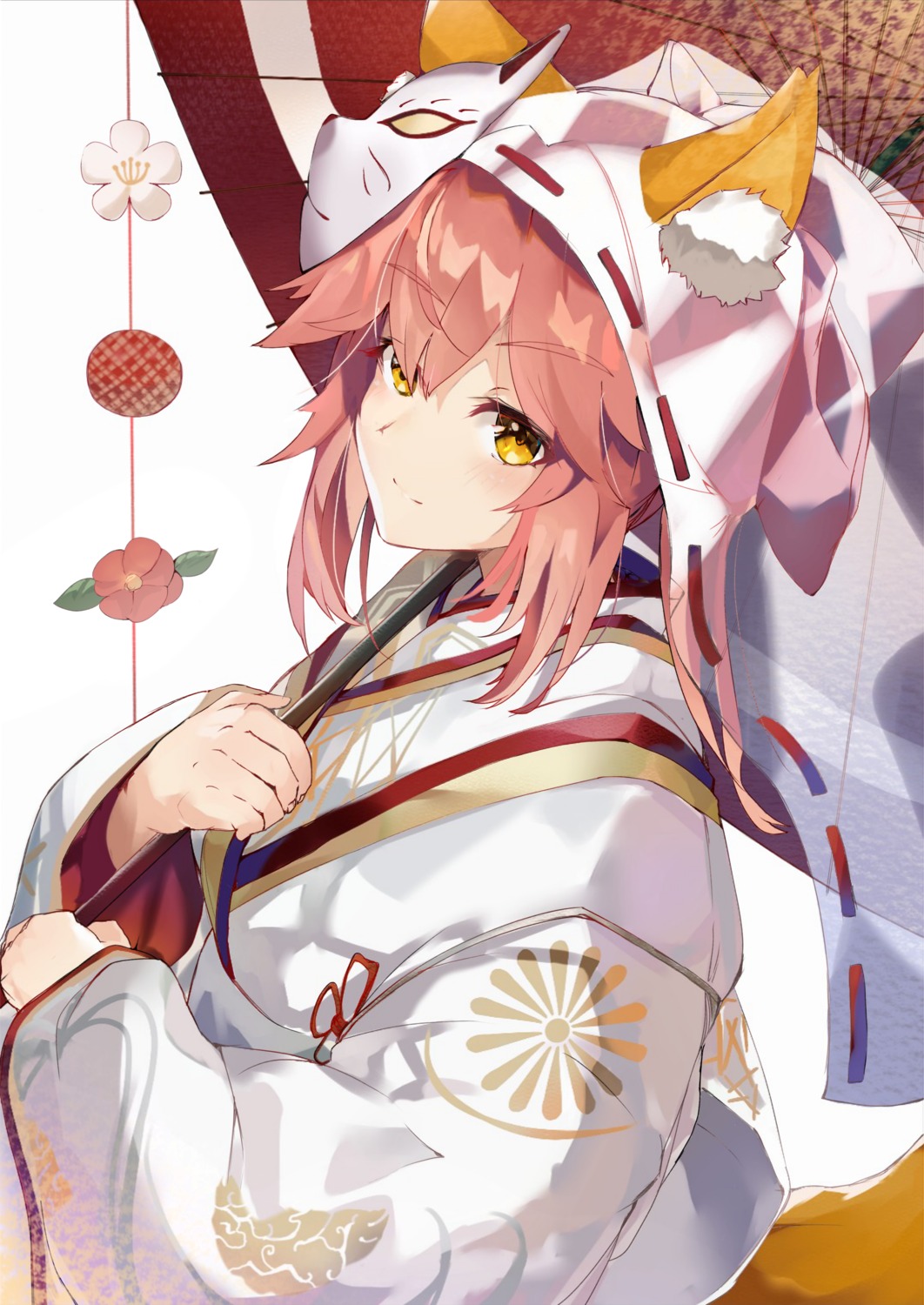 animal_ears, fate/grand_order, japanese_clothes, kitsune, same_(sendai623), tail, tamamo_no_mae, umbrella