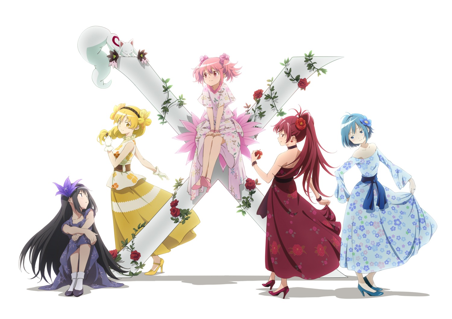akemi_homura, dress, heels, kaname_madoka, mahou_shoujo_madoka_magica, miki_sayaka, no_bra, sakura_kyouko