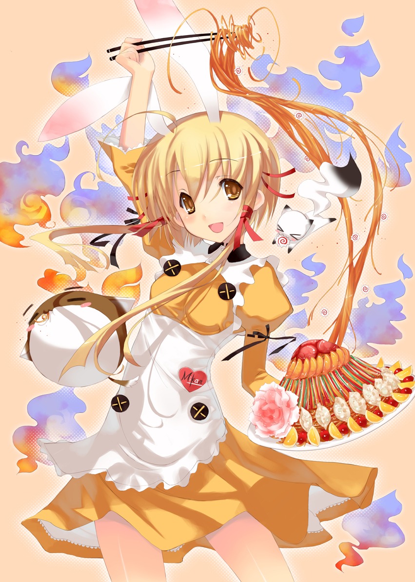 achunchun, animal_ears, bunny_ears, greenwood, mikan, waitress