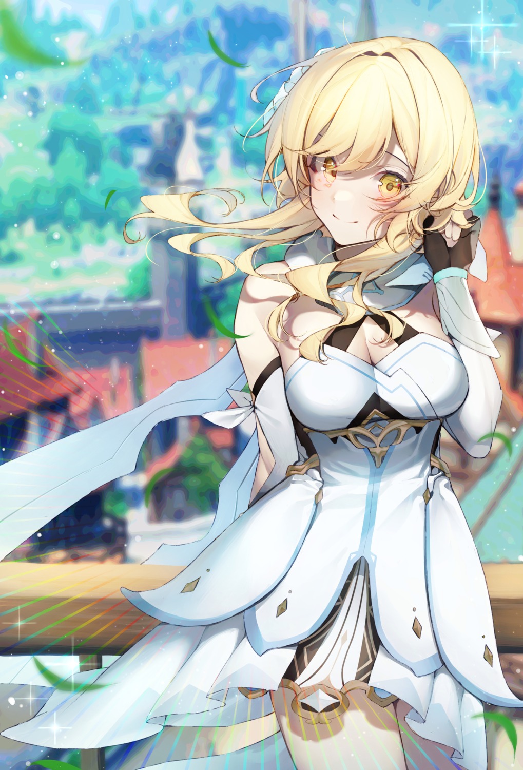 cleavage, genshin_impact, lumine, tia_(tia_1207)