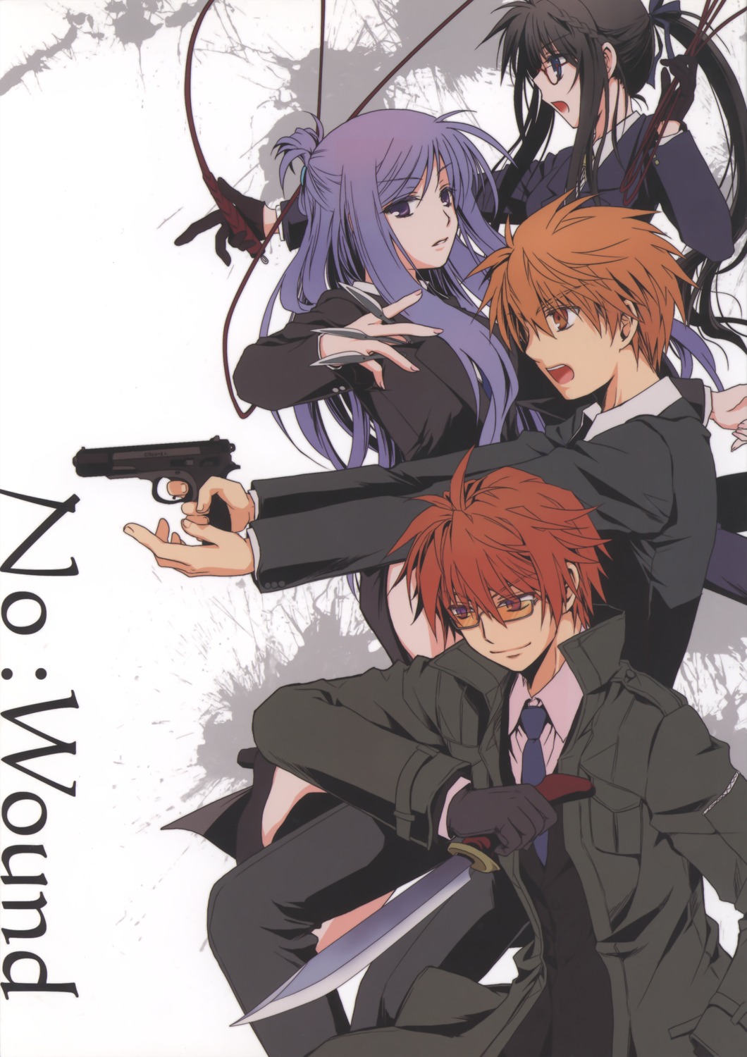 ari, ari-com, business_suit, gun, imamiya_arata, megane, nishikujou_touka, rewrite, tennouji_kotarou, weapon