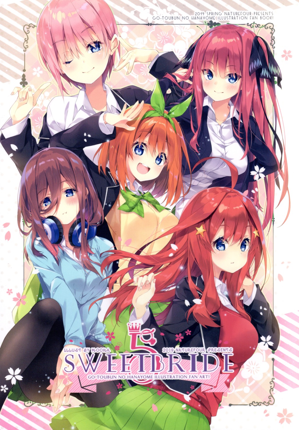 5-toubun_no_hanayome, headphones, mocha_(naturefour), nakano_ichika, nakano_itsuki, nakano_miku, nakano_nino, nakano_yotsuba