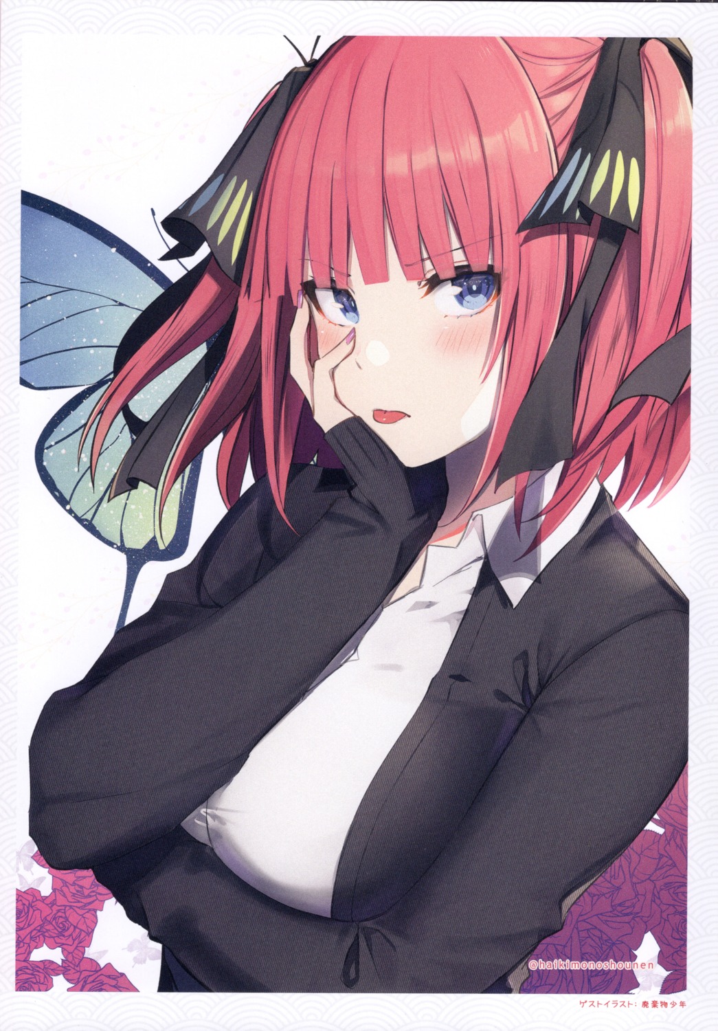5-toubun_no_hanayome, breast_hold, haikimono, nakano_nino, seifuku, sweater