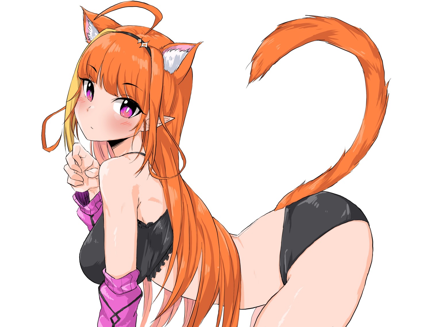animal_ears, bra, hololive, kiryuu_coco, nekomimi, pantsu, pointy_ears, ryoshi, tail
