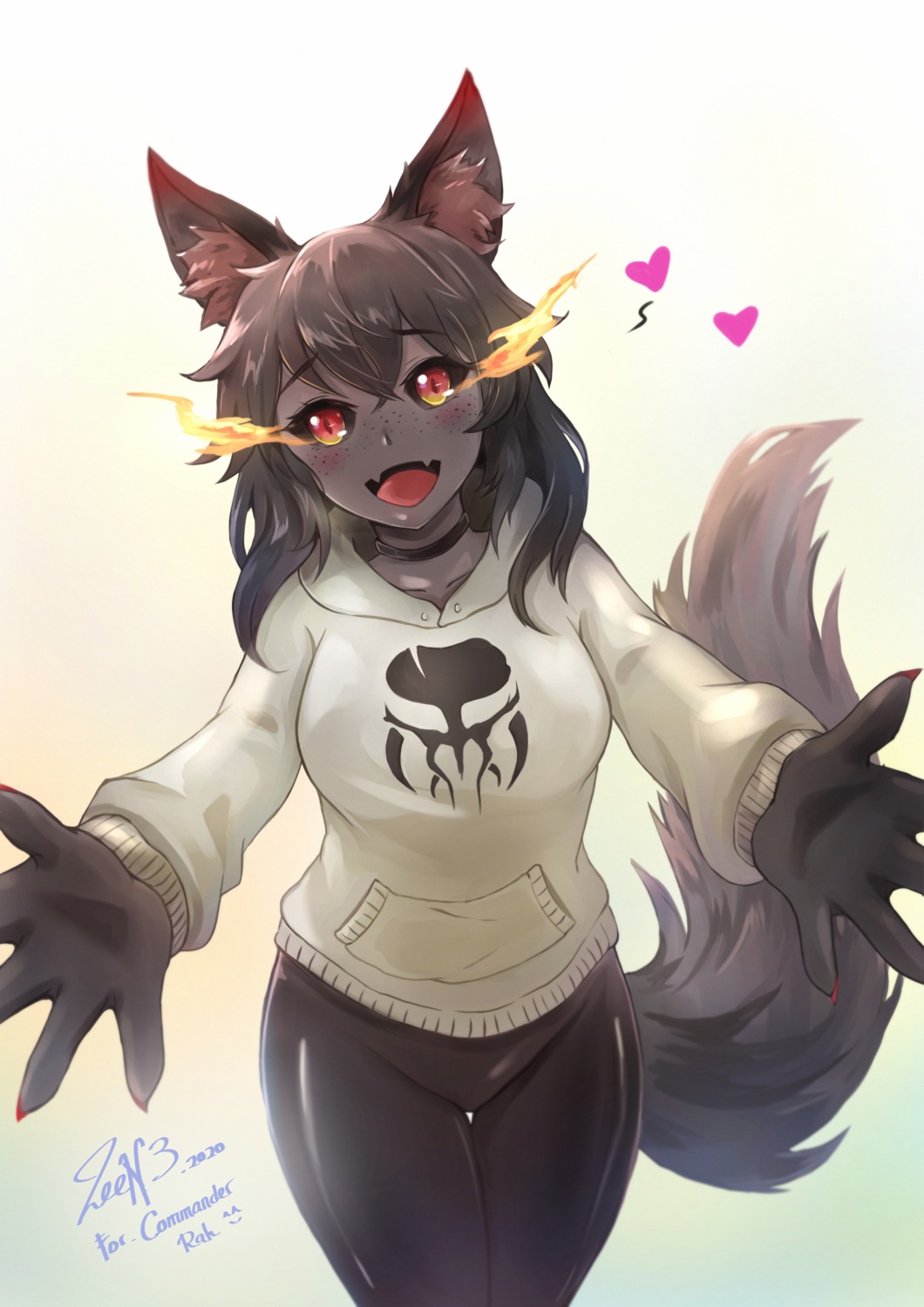 animal_ears, hellhound_(monster_girl_encyclopedia), monster_girl, monster_girl_encyclopedia, sweater, tagme, tail