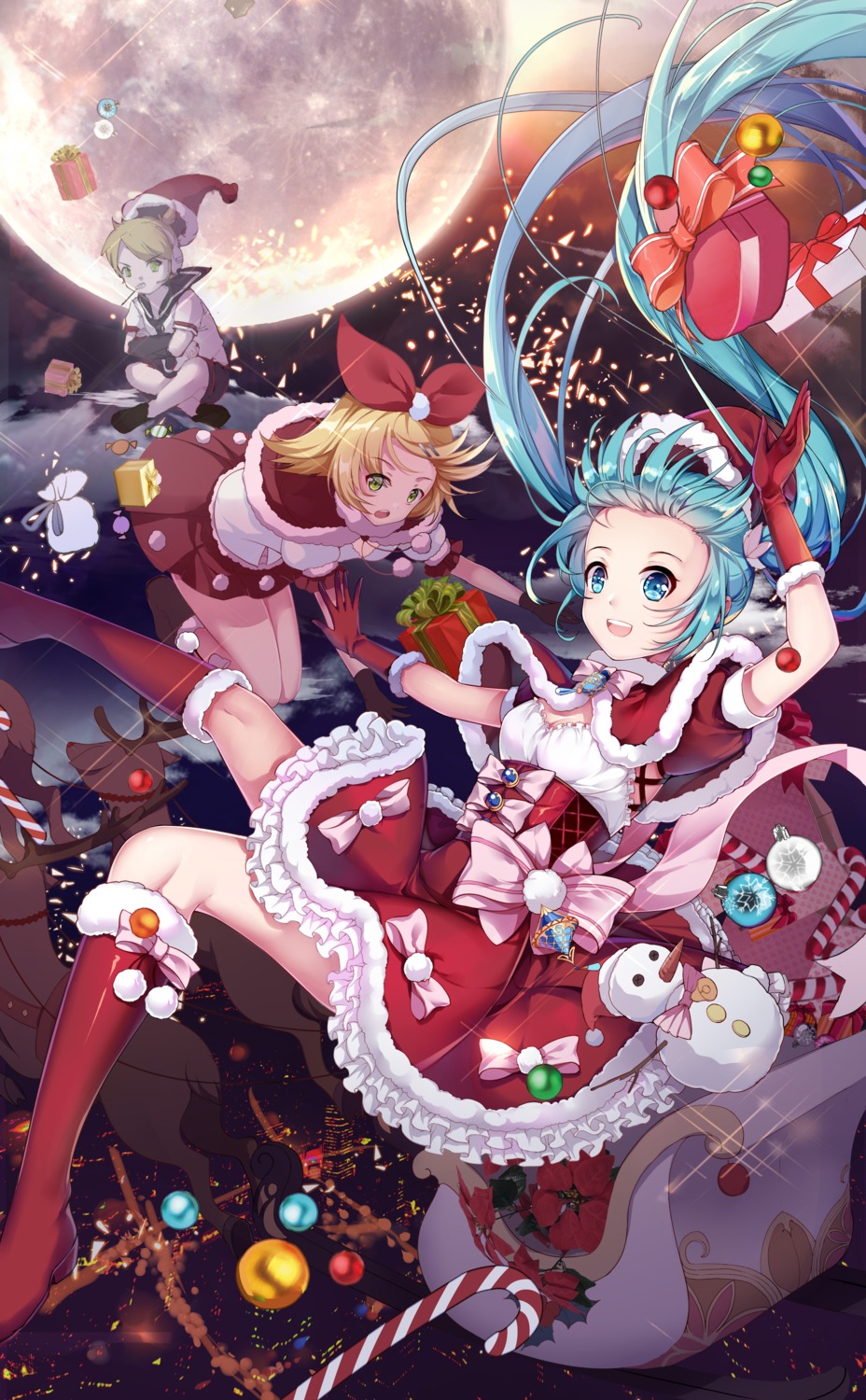 christmas, hatsune_miku, headphones, k12io, seifuku, skirt_lift, vocaloid