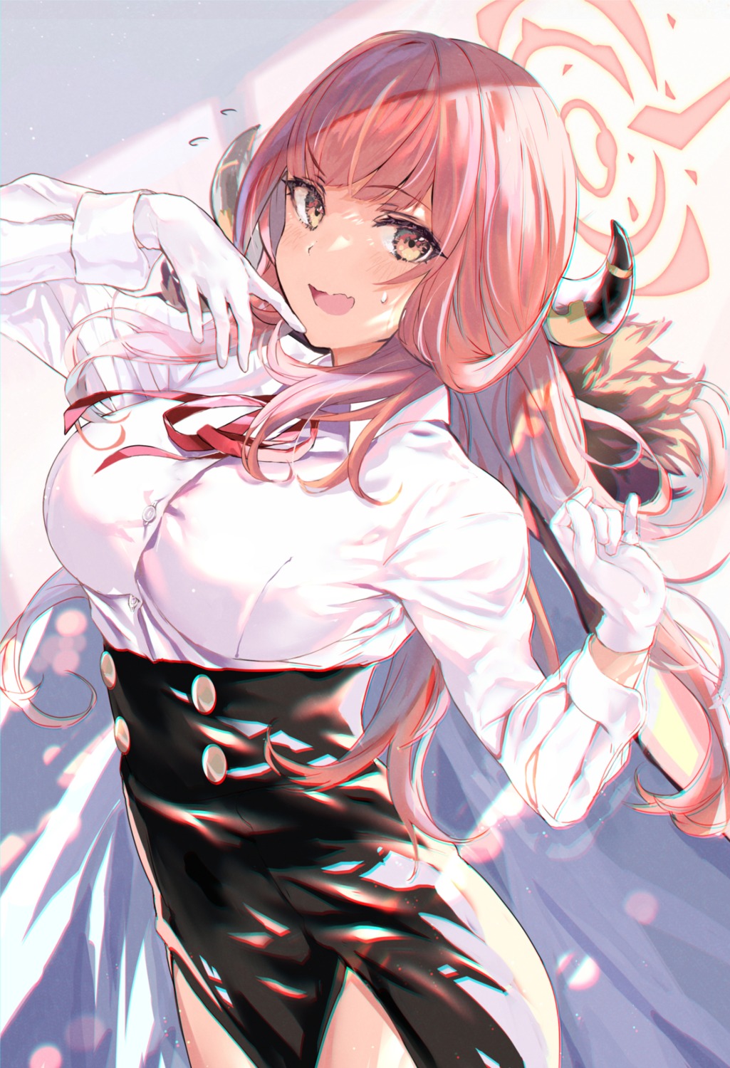 blue_archive, dress_shirt, halo, horns, rikuhachima_aru, temir