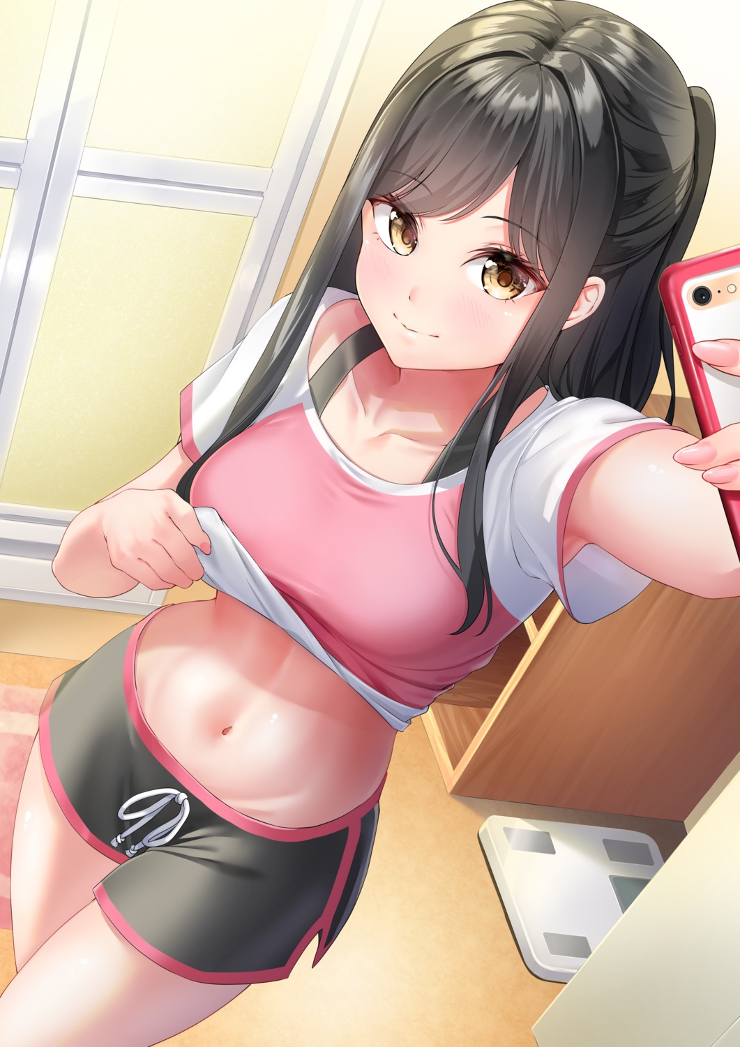 rissenka, selfie, shirt_lift, undressing