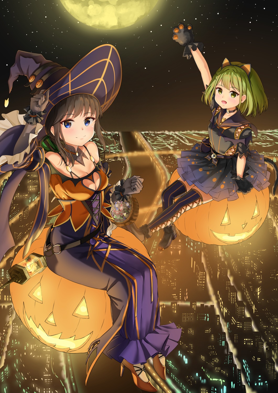 animal_ears, dress, halloween, heels, nekomimi, rissenka, tail, thighhighs