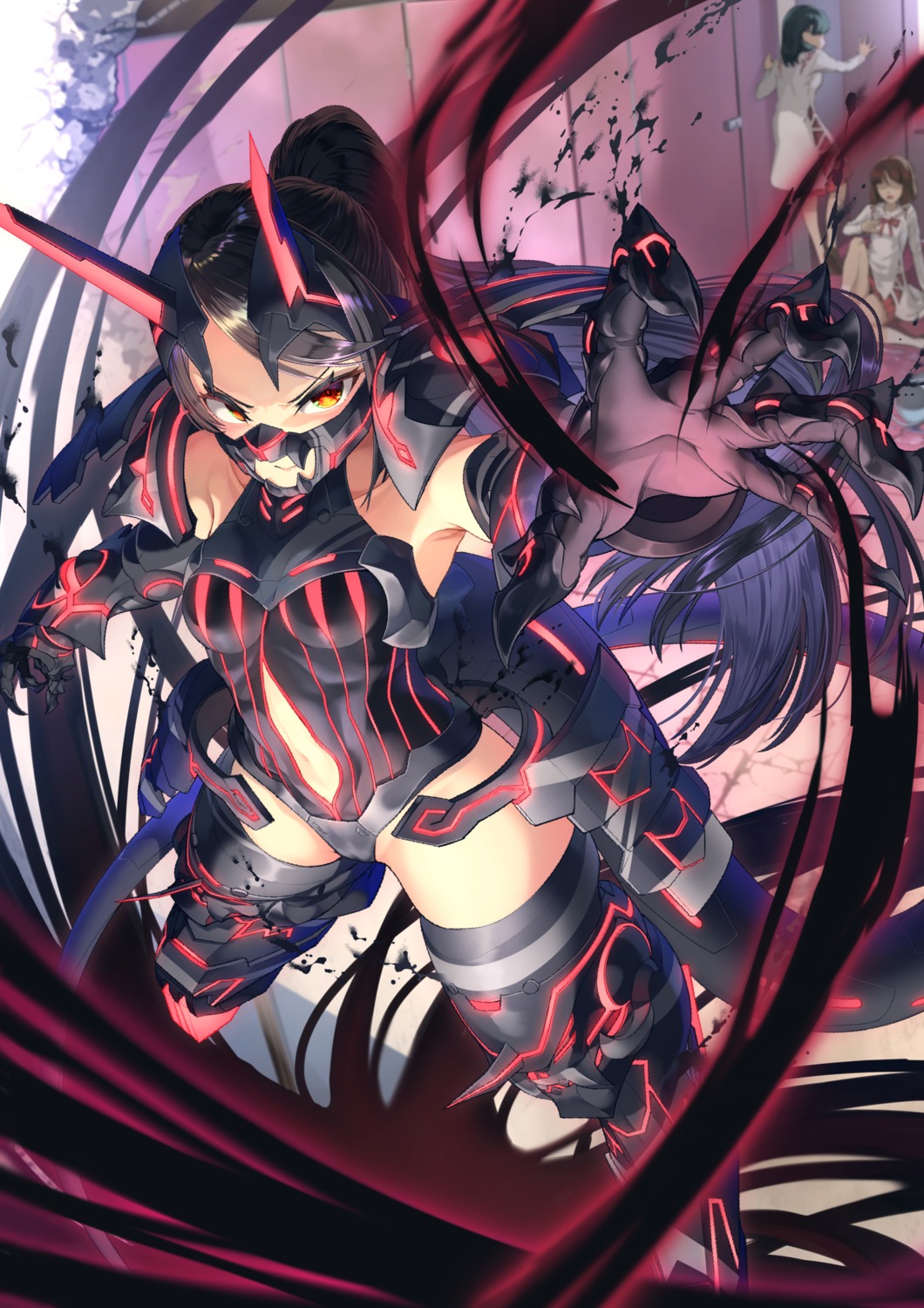 armor, garter, leotard, morisaki_jiro, thighhighs