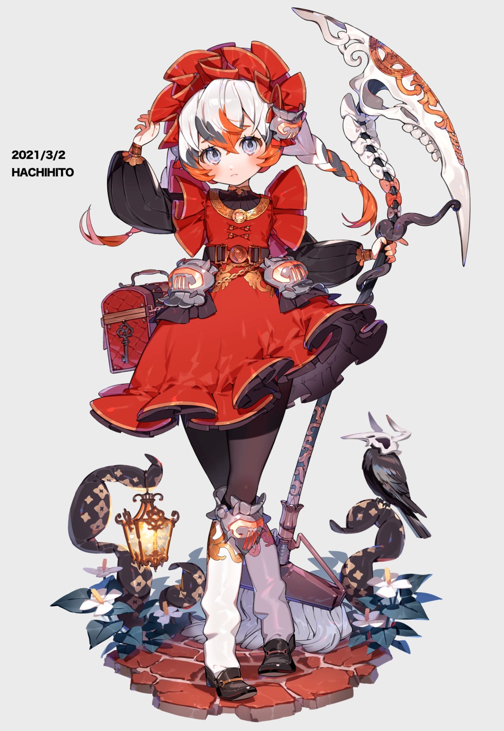 gothic_lolita, hachihito, lolita_fashion, pantyhose, skirt_lift, weapon