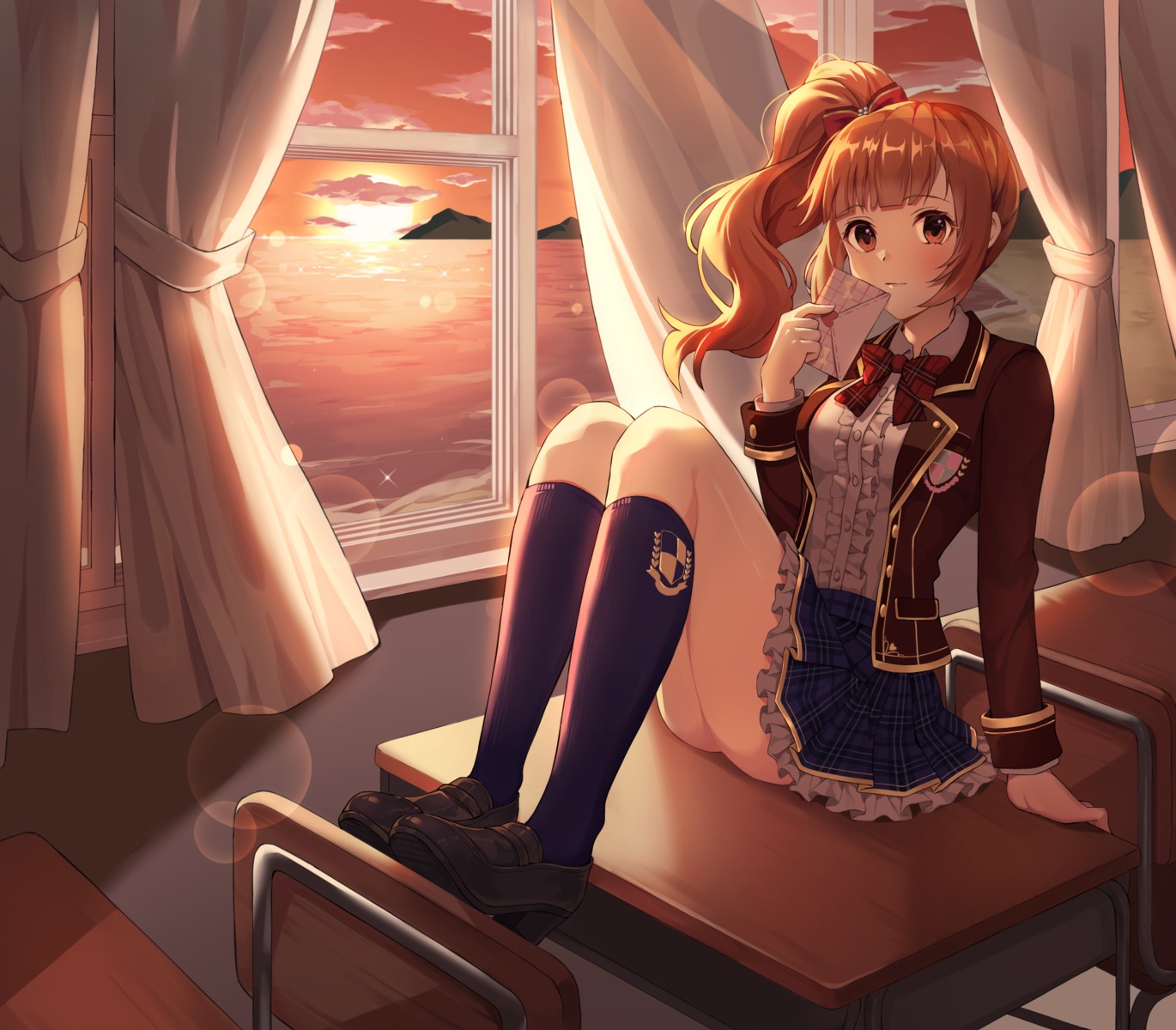amanoyui, igarashi_kyouko, seifuku, skirt_lift, the_idolm@ster, the_idolm@ster_cinderella_girls