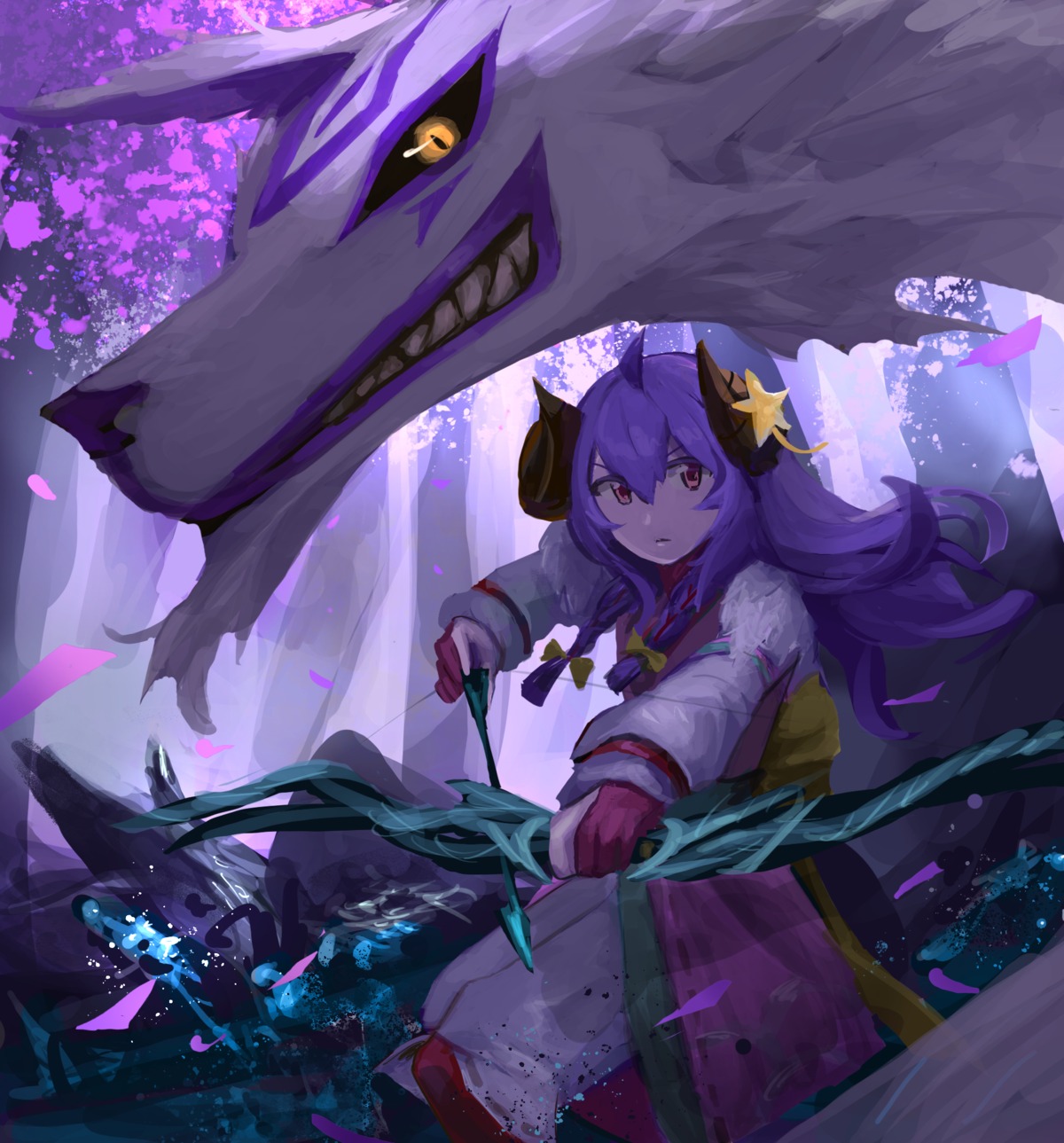 horns, kindred, league_of_legends, monster, shiik, weapon