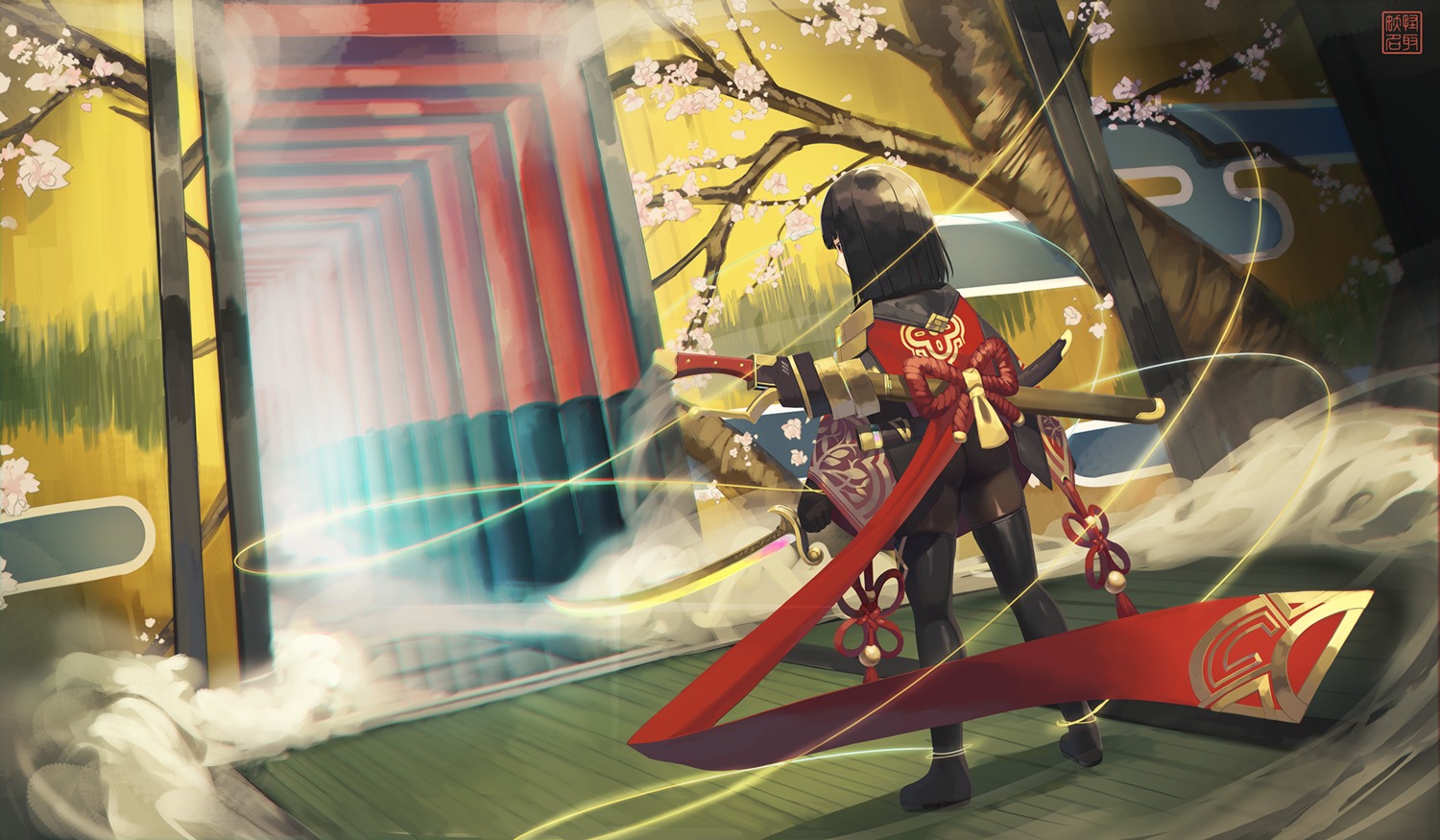 japanese_clothes, natori_youkai, pantyhose, sword, thighhighs