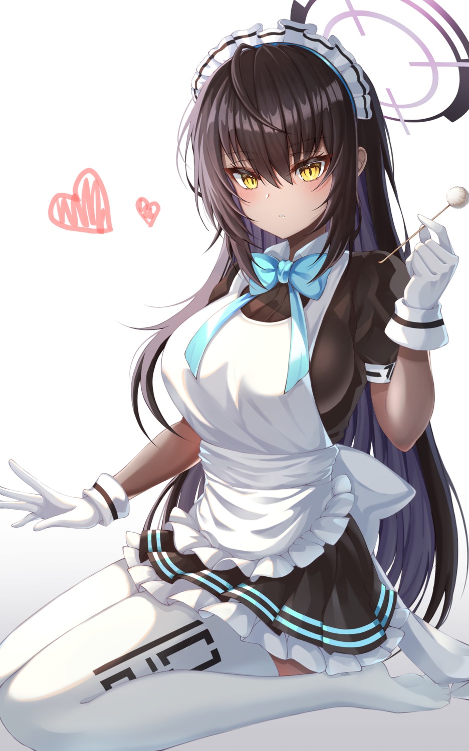 blue_archive, halo, kakudate_karin, maid, nahanmin, thighhighs