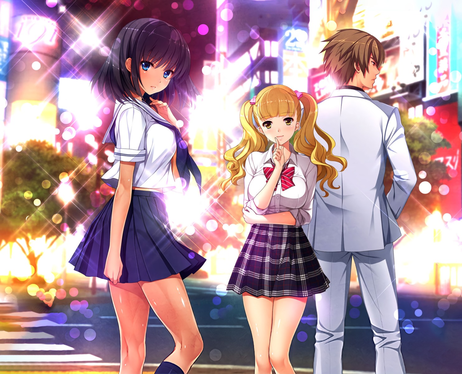breast_hold, enkou_shoujo_~rikujoubu_yukki_no_baai~, frill, kawaragi_yuuki, koizumi_amane, mizuki_mako, seifuku