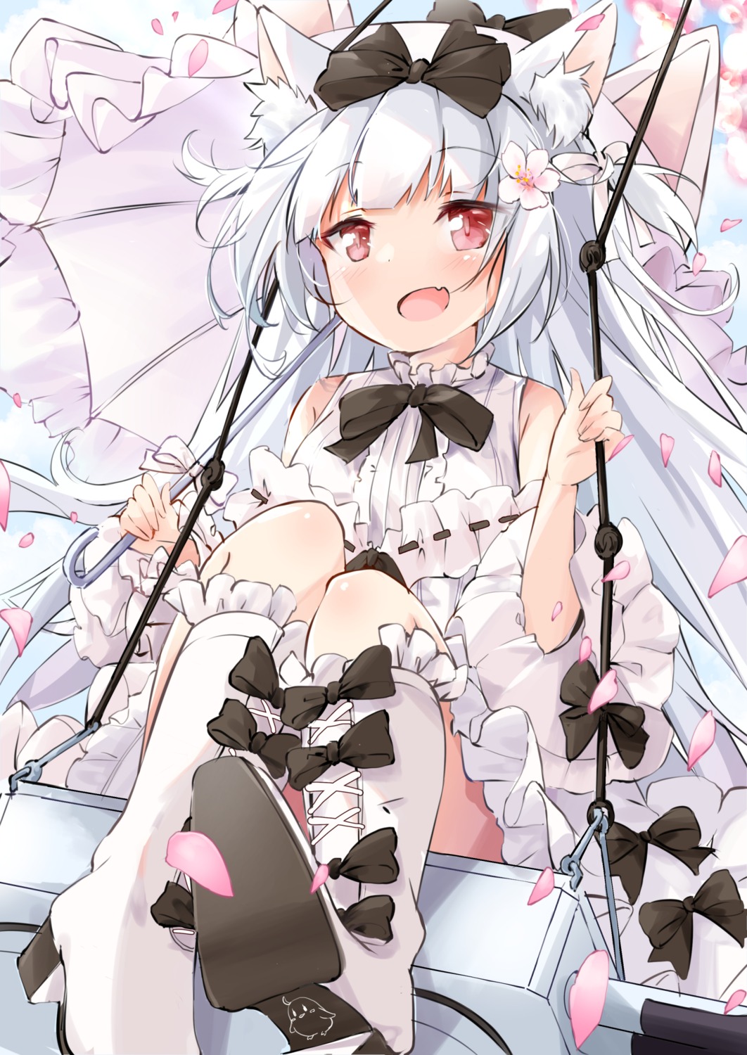 animal_ears, azur_lane, heels, lolita_fashion, mugi_no_hikyaku, skirt_lift, yukikaze_(azur_lane)