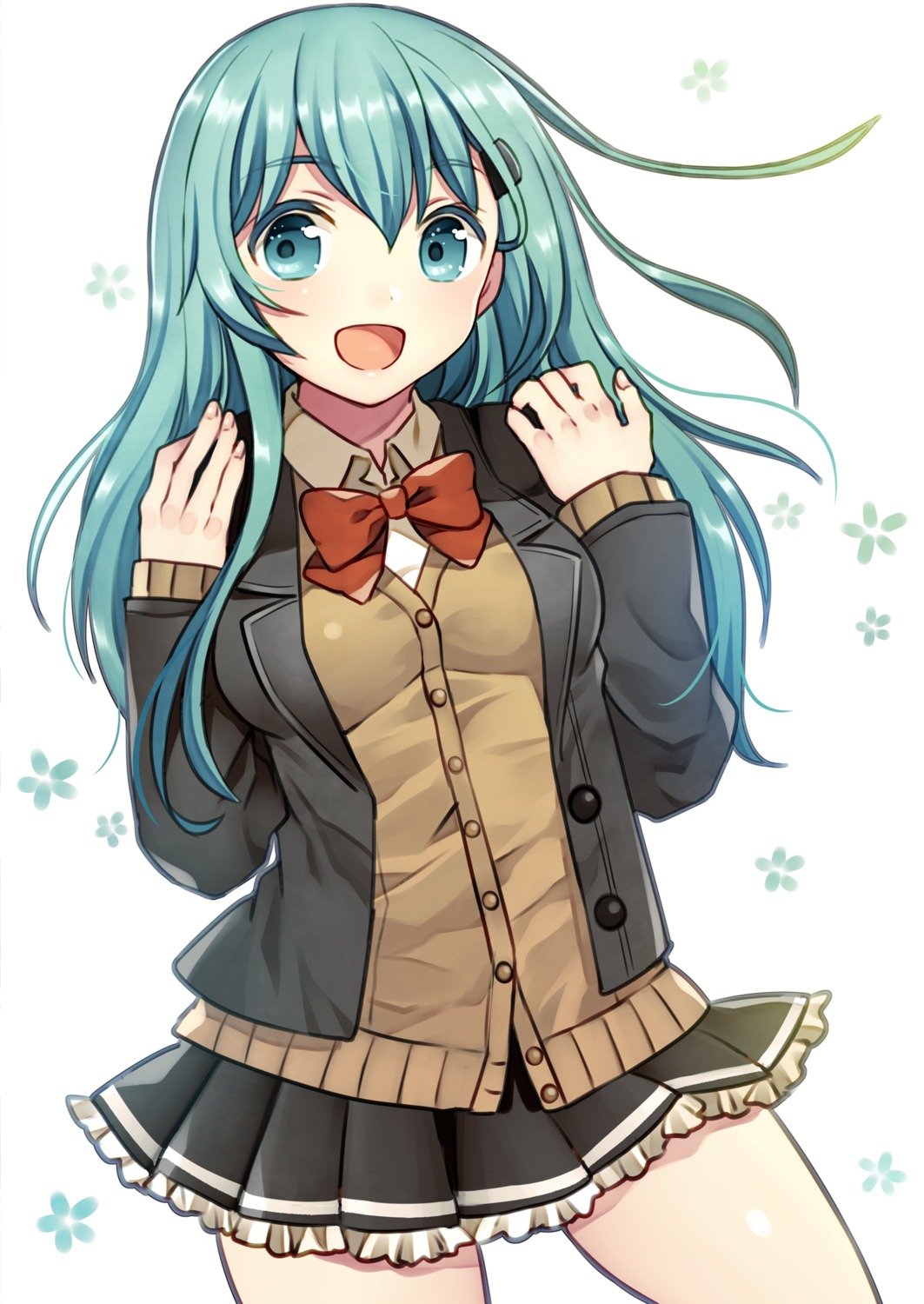 kantai_collection, kurata_rine, seifuku, skirt_lift, suzuya_(kancolle), sweater