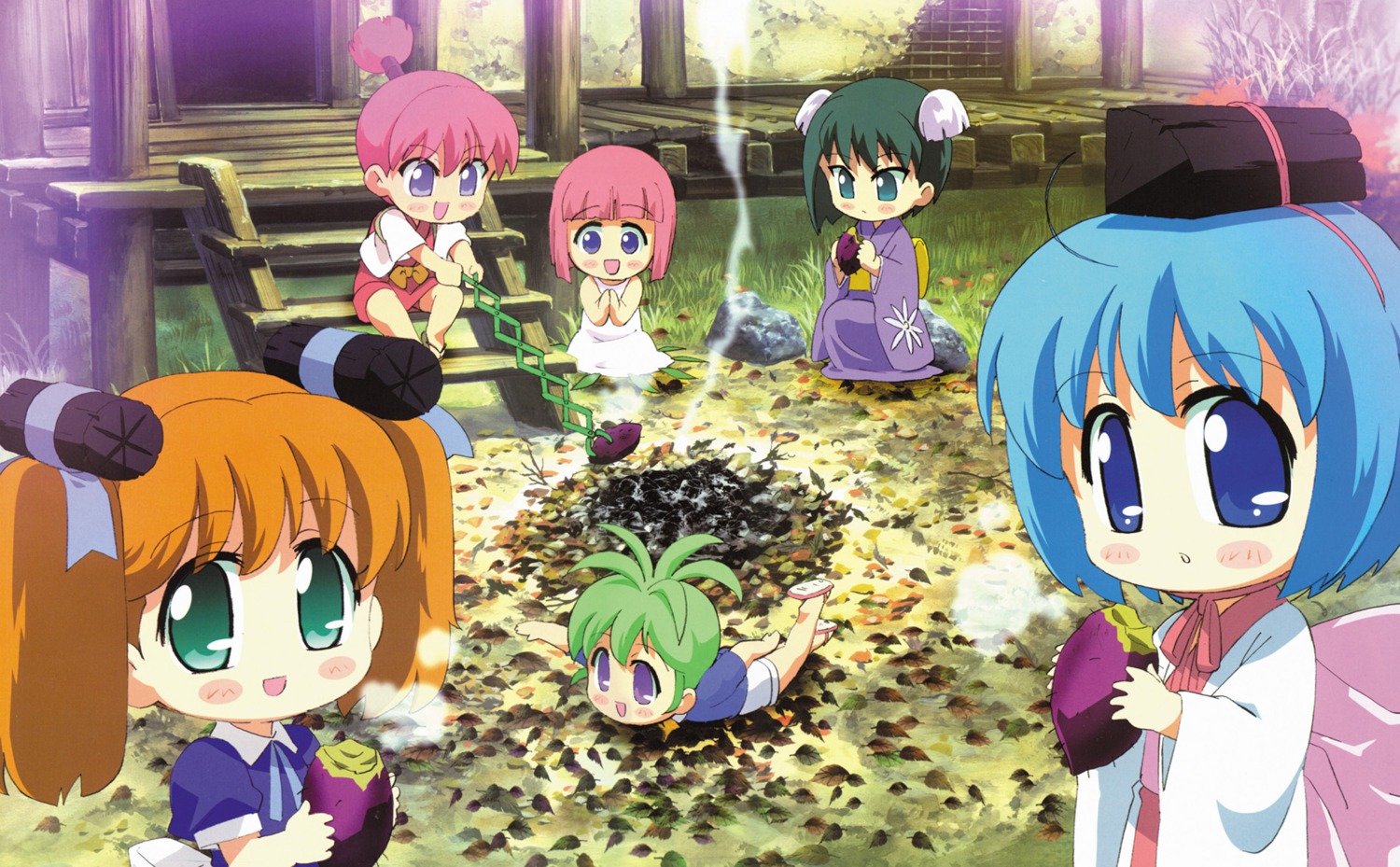 aloe_(binchou-tan), binchou-tan, binchou-tan_(character), chibi, chiku-rin, chiku-tan, dress, kimono