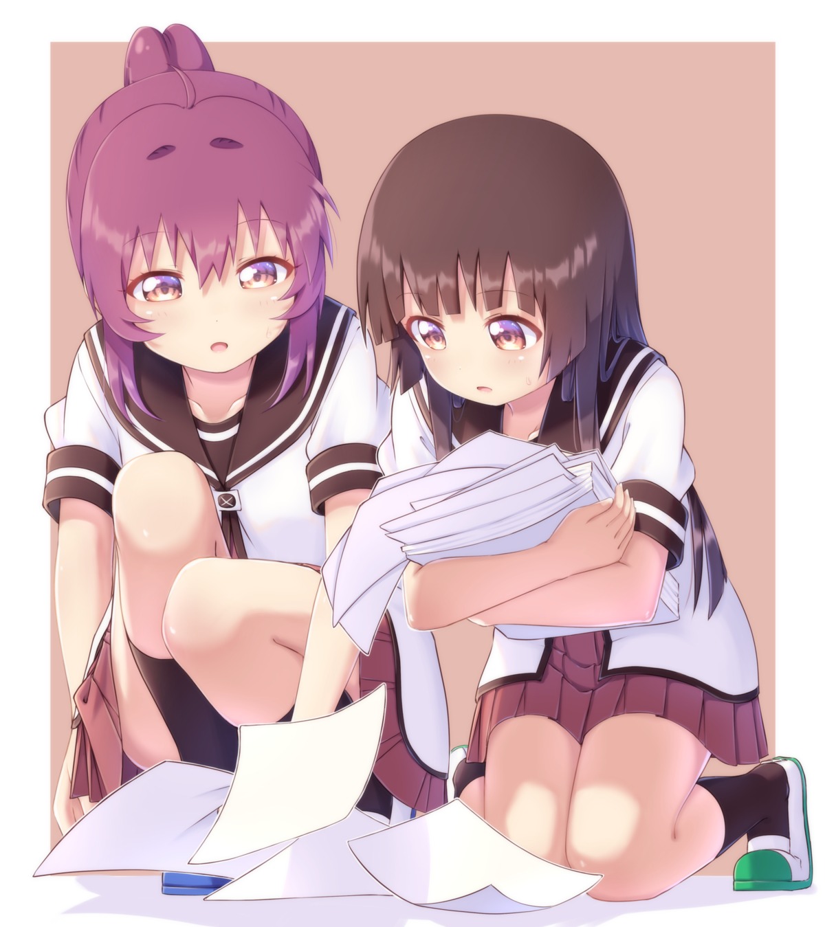 matsumoto_rise, pontasu, seifuku, skirt_lift, sugiura_ayano, yuru_yuri