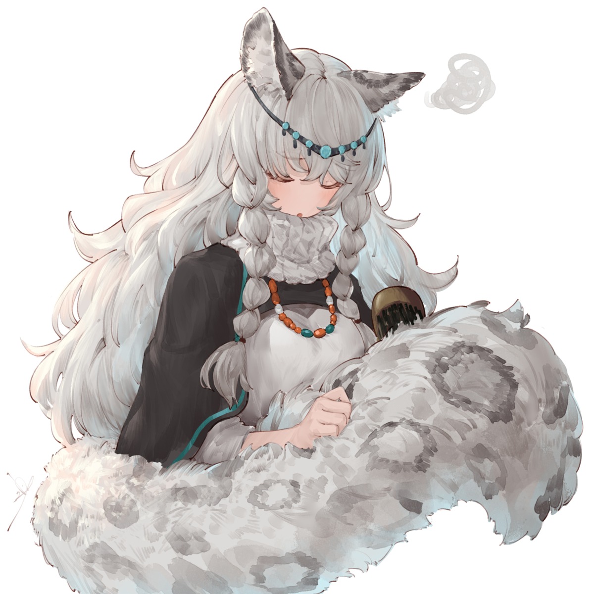 animal_ears, arknights, io_(io_oekaki), pramanix_(arknights), tail