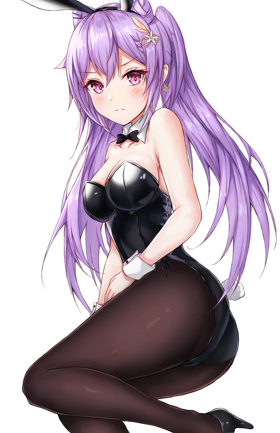 animal_ears, ass, bunny_ears, bunny_girl, cleavage, genshin_impact, heels, keqing, neon_(hhs9444), no_bra, tail