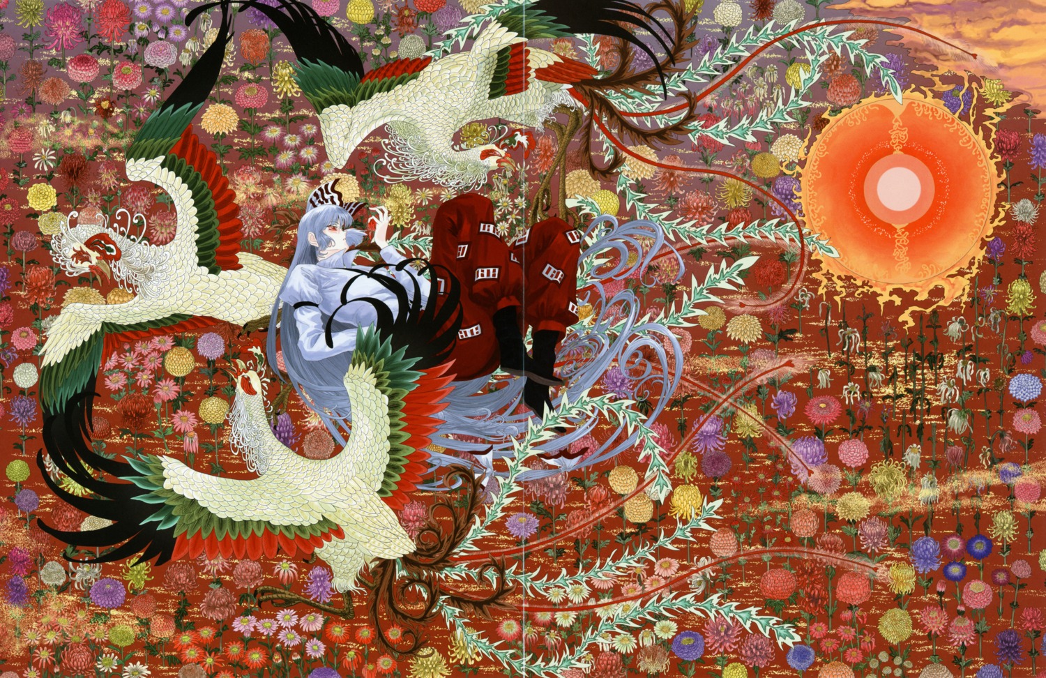 fixme, fujiwara_no_mokou, gap, plant, touhou, tsurui