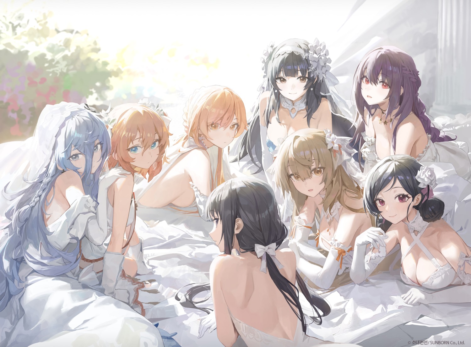 cleavage, dress, girls_frontline, ithaca_m37_(girls_frontline), modare, no_bra, ots-14_(girls_frontline), qbz-95_(girls_frontline), type_64_(girls_frontline), type_81_carbine_(girls_frontline), webley_(girls_frontline), wedding_dress, xm8_(girls_frontline), zb-26_(girls_frontline)