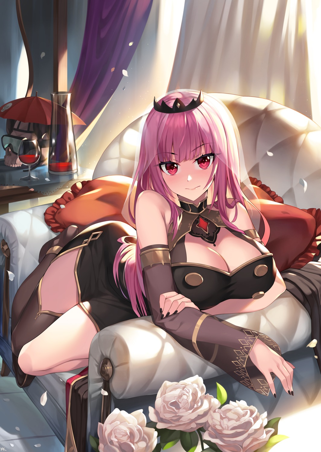 hololive, hololive_english, mk_(lazymk), mori_calliope, thighhighs