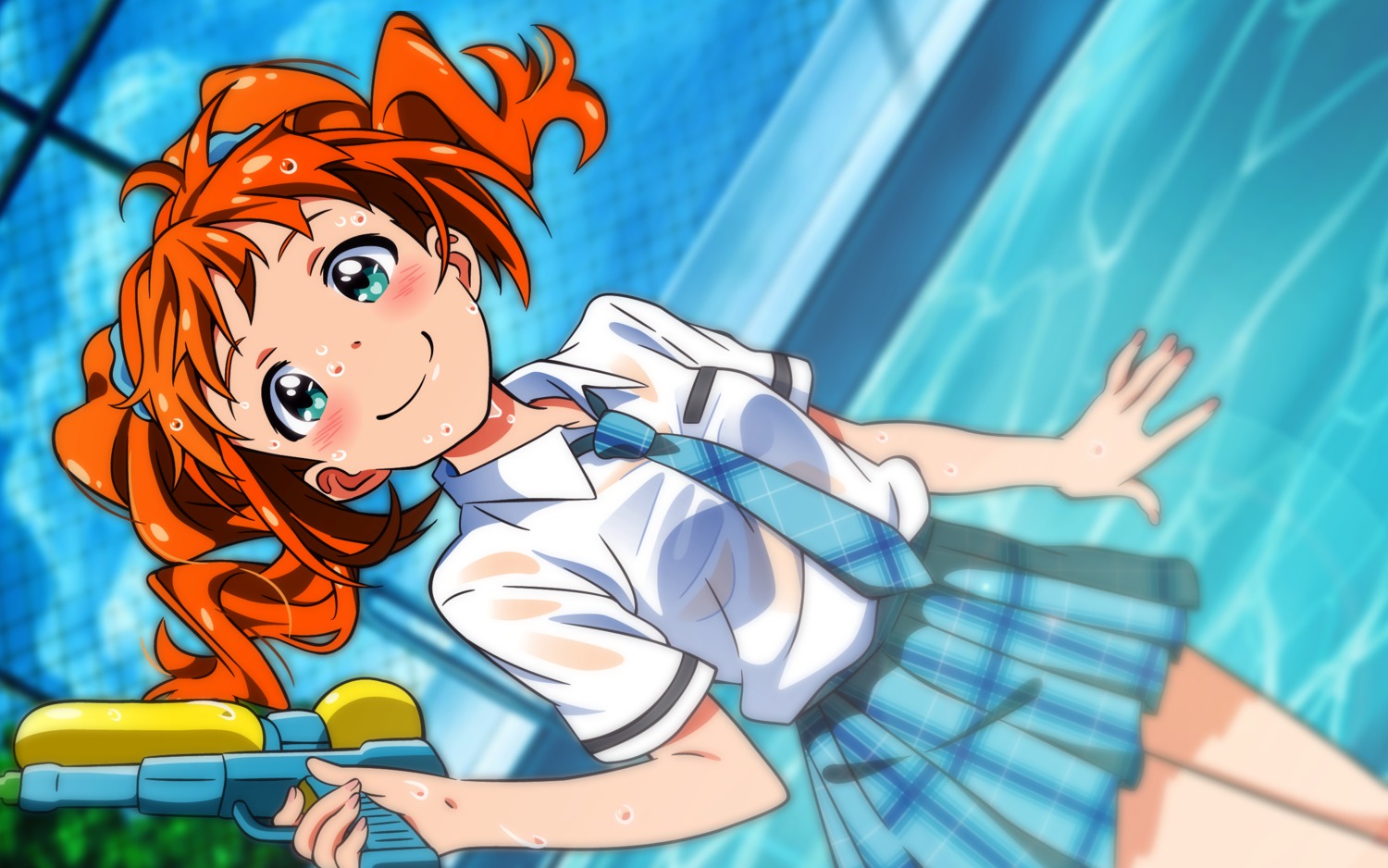 bra, ni.p, see_through, seifuku, takatsuki_yayoi, the_idolm@ster, wet_clothes