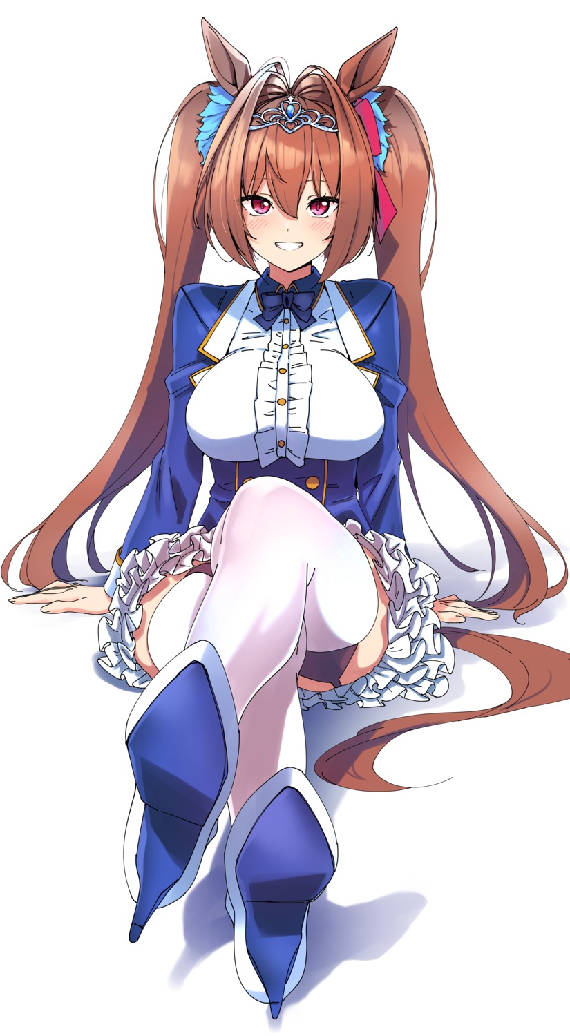 animal_ears, daiwa_scarlet_(umamusume), heels, shinomu_(cinomoon), skirt_lift, tail, thighhighs, uma_musume_pretty_derby