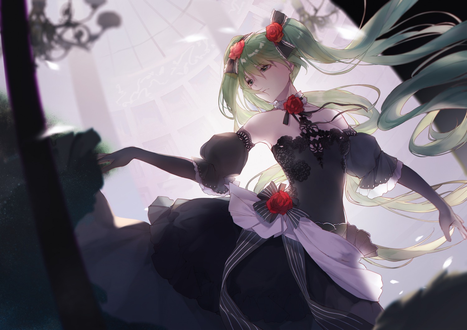 cantarella_(vocaloid), hatsune_miku, skirt_lift, slyvia, vocaloid