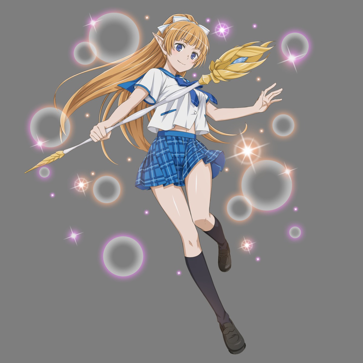 cosplay, dungeon_ni_deai_wo_motomeru_no_wa_machigatteiru_darou_ka, lefiya_viridis, pointy_ears, seifuku, strike_the_blood, tagme, transparent_png