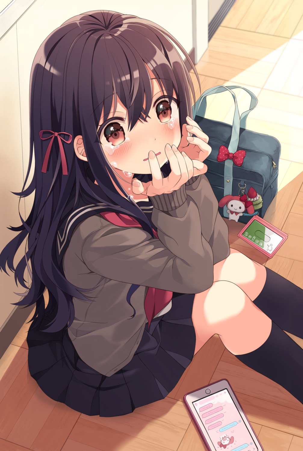seifuku, skirt_lift, sweater, uramakaron