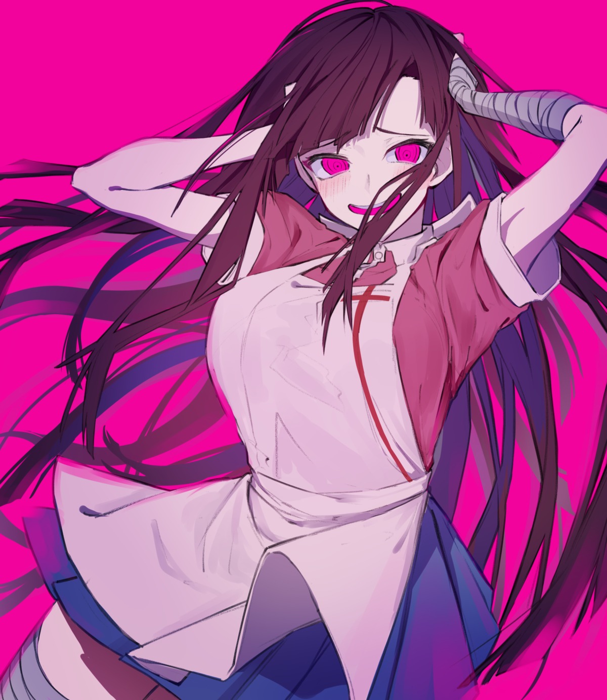 bandages, dangan-ronpa, iumi_urura, skirt_lift, tsumiki_mikan