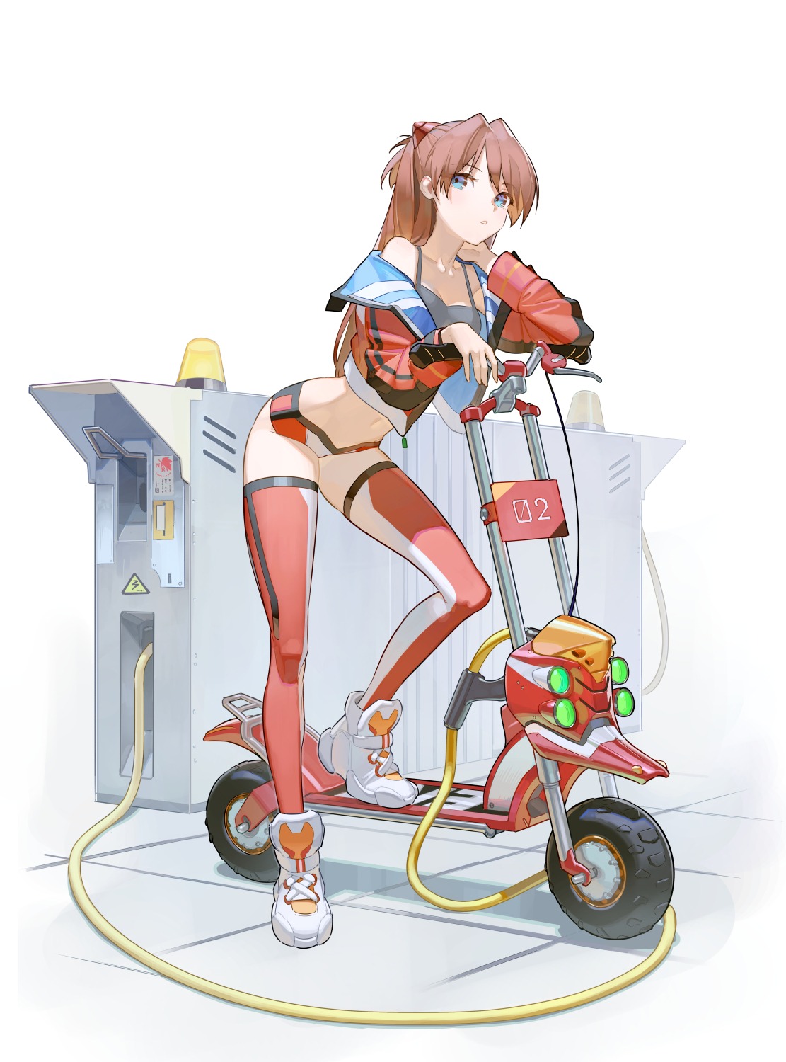 bra, hks_(timbougami), neon_genesis_evangelion, open_shirt, souryuu_asuka_langley, thighhighs