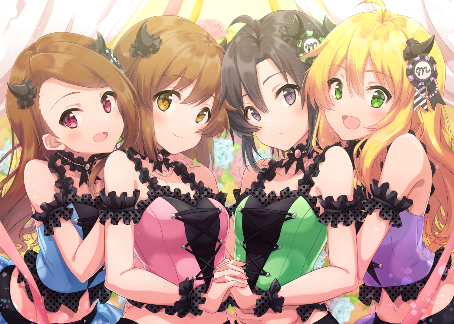amiyu, hagiwara_yukiho, horns, hoshii_miki, kikuchi_makoto, minase_iori, the_idolm@ster, uniform
