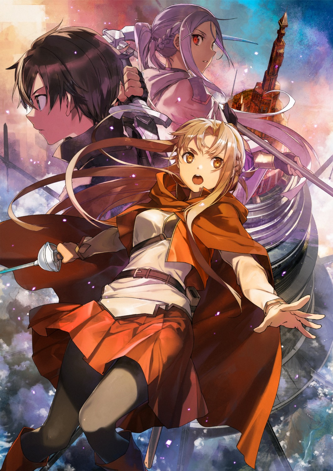 asuna_(sword_art_online), bunbun, detexted, kirito, mito_(sword_art_online), pantyhose, sword, sword_art_online