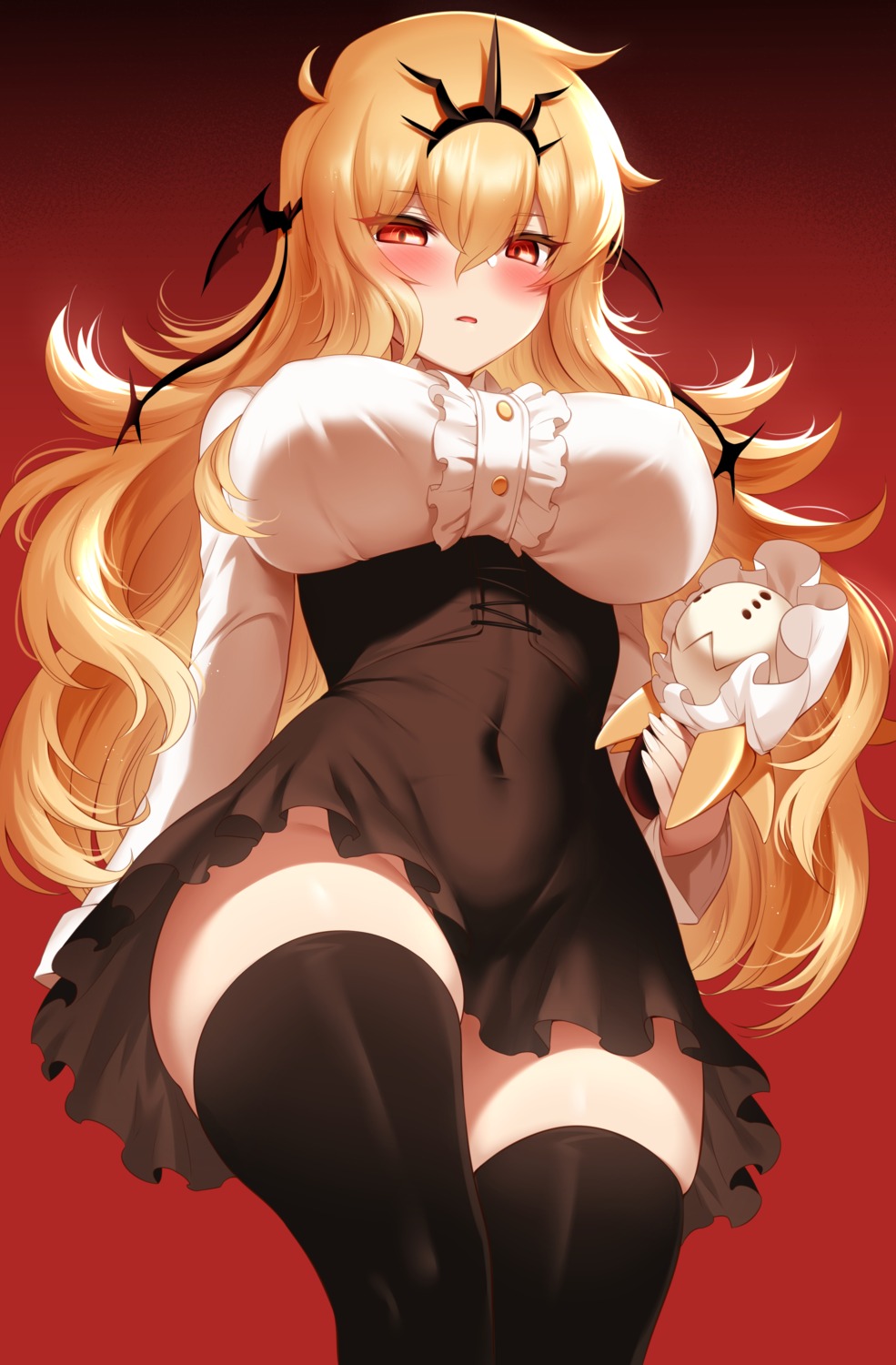 black_rock_shooter, chariot, erect_nipples, m-da_s-tarou, skirt_lift, thighhighs