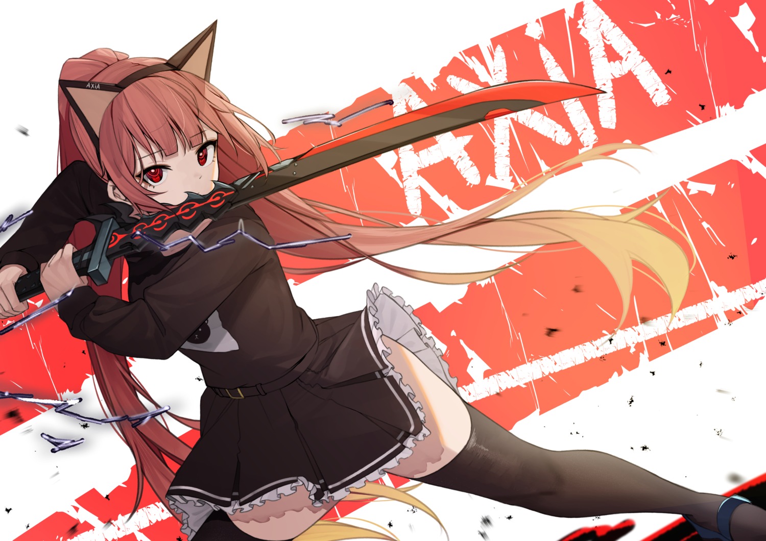 animal_ears, kouki_(chancegak), nekomimi, skirt_lift, sword, thighhighs