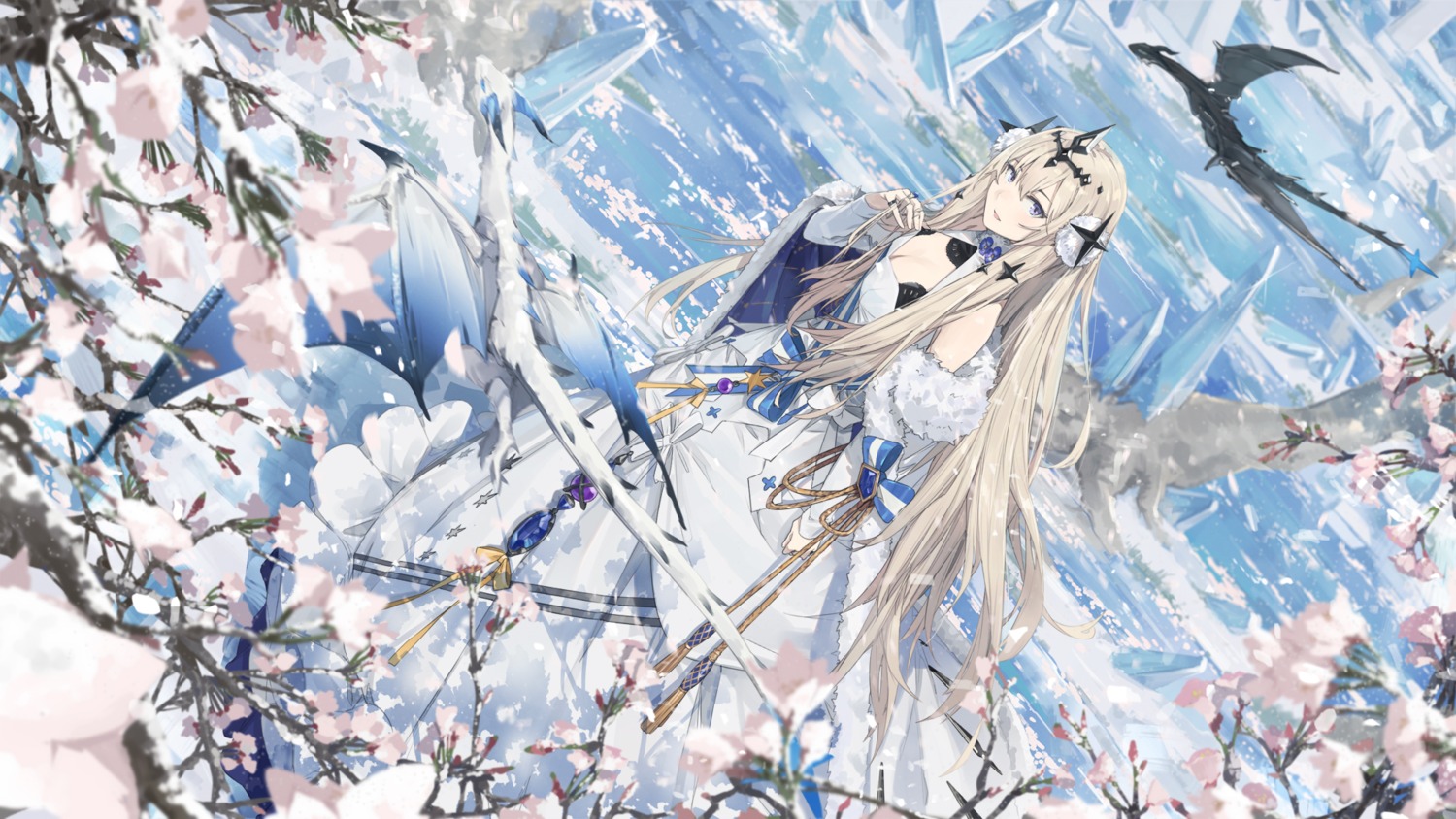 cleavage, dress, monster, somehira_katsu, wallpaper