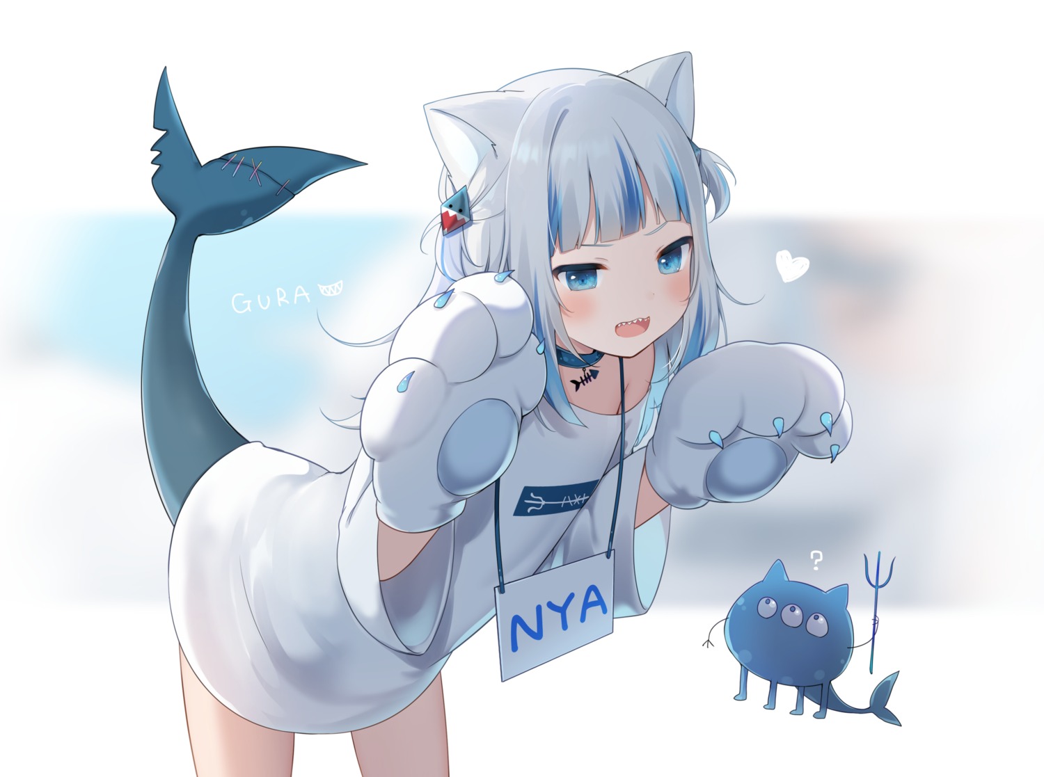 amashiro_natsuki, animal_ears, gawr_gura, hololive, hololive_english, nekomimi, tail