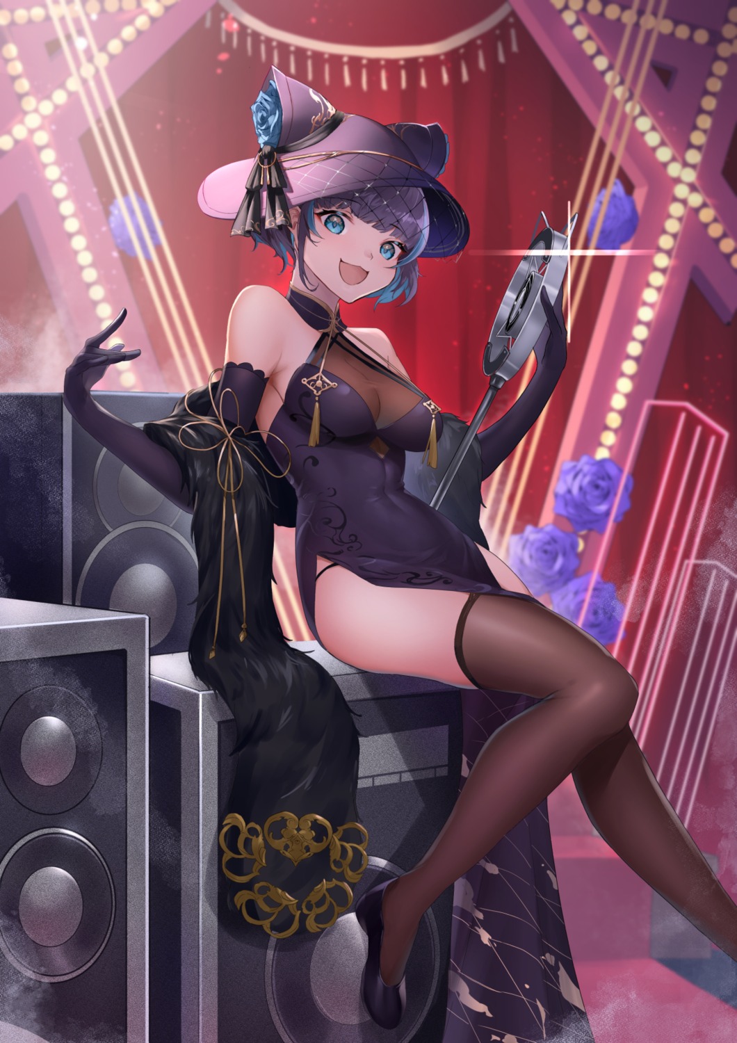 amano_hagoromo, azur_lane, cheshire_(azur_lane), chinadress, no_bra, pantsu, see_through, thighhighs