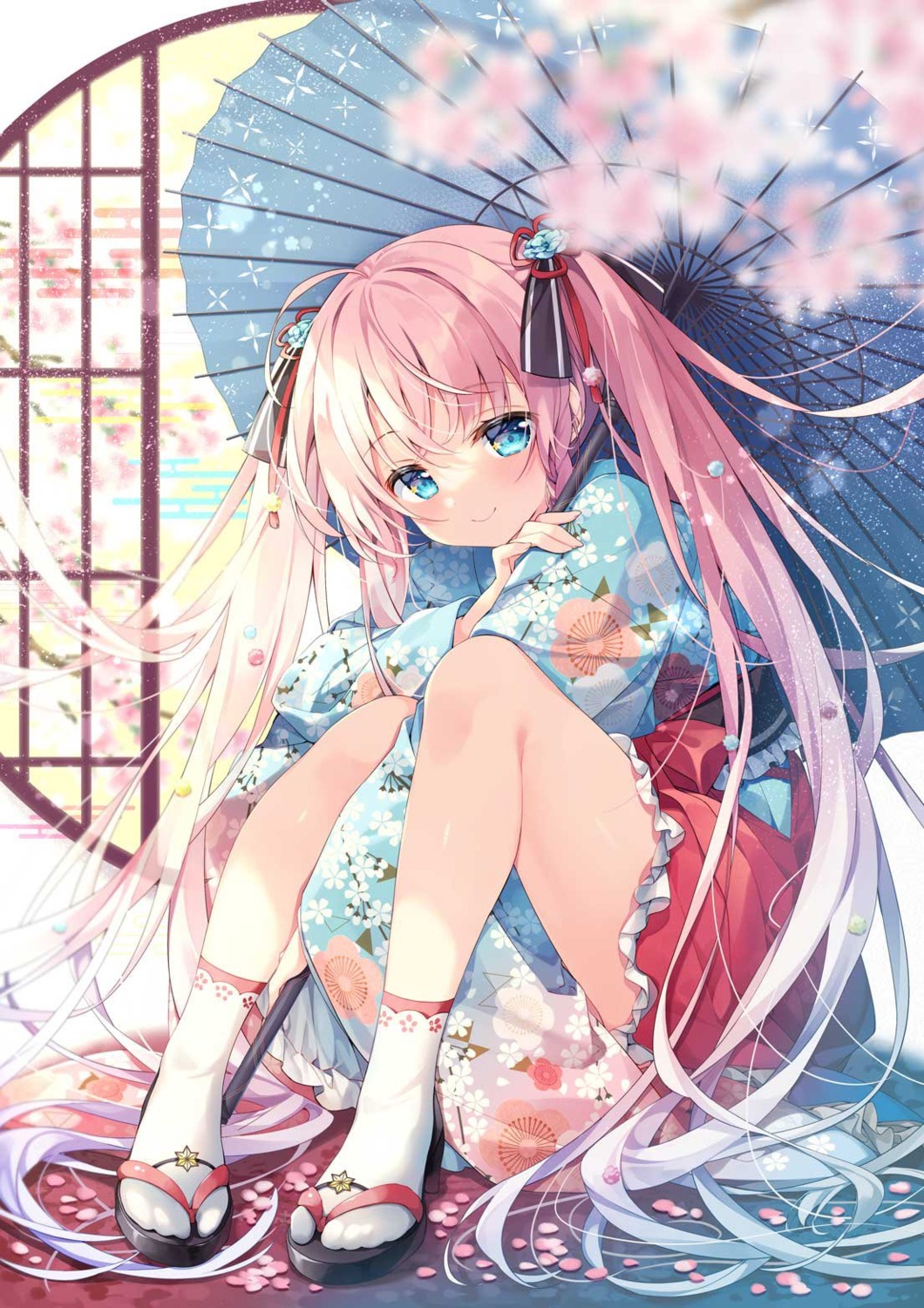 emori_miku_project, japanese_clothes, shion_kirano, skirt_lift, suimya, umbrella