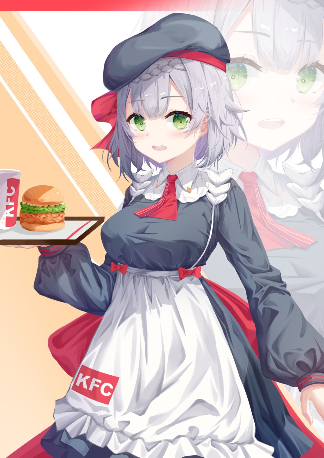 genshin_impact, kentucky_fried_chicken, noelle_(genshin_impact), pai_daxing, waitress