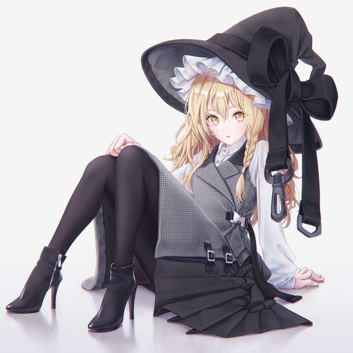 heels, kirisame_marisa, pantyhose, skirt_lift, torinari_(dtvisu), touhou, witch